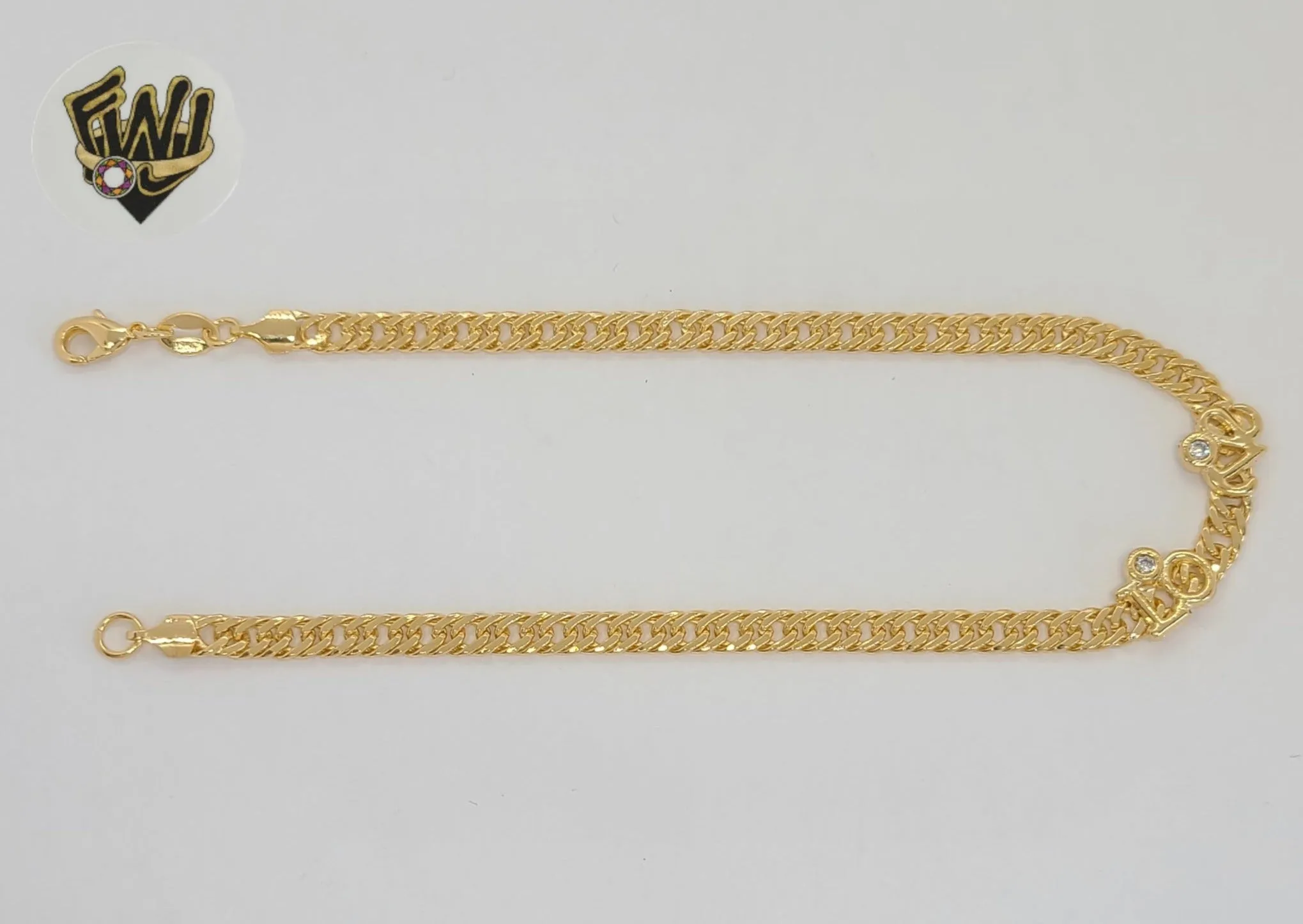 (1-0006) Gold Laminate - 4.5mm Double Curb Link Love Anklet - 10 - BGF