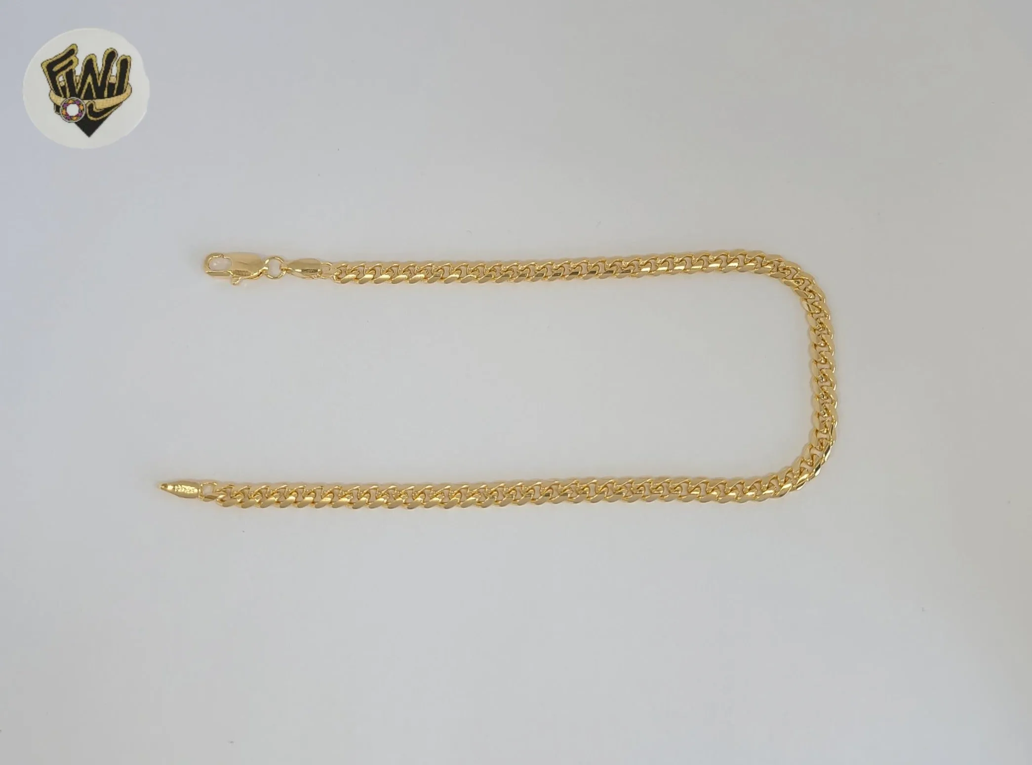 (1-0012-1) Gold Laminate - 4mm Curb Link Anklet - 10 - BGF