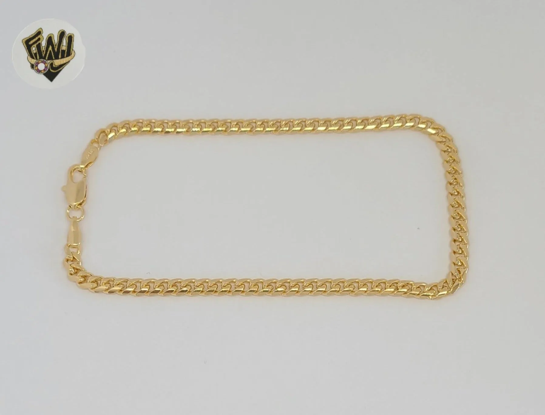 (1-0012-1) Gold Laminate - 4mm Curb Link Anklet - 10 - BGF