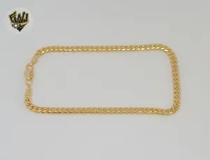 (1-0012-1) Gold Laminate - 4mm Curb Link Anklet - 10 - BGF