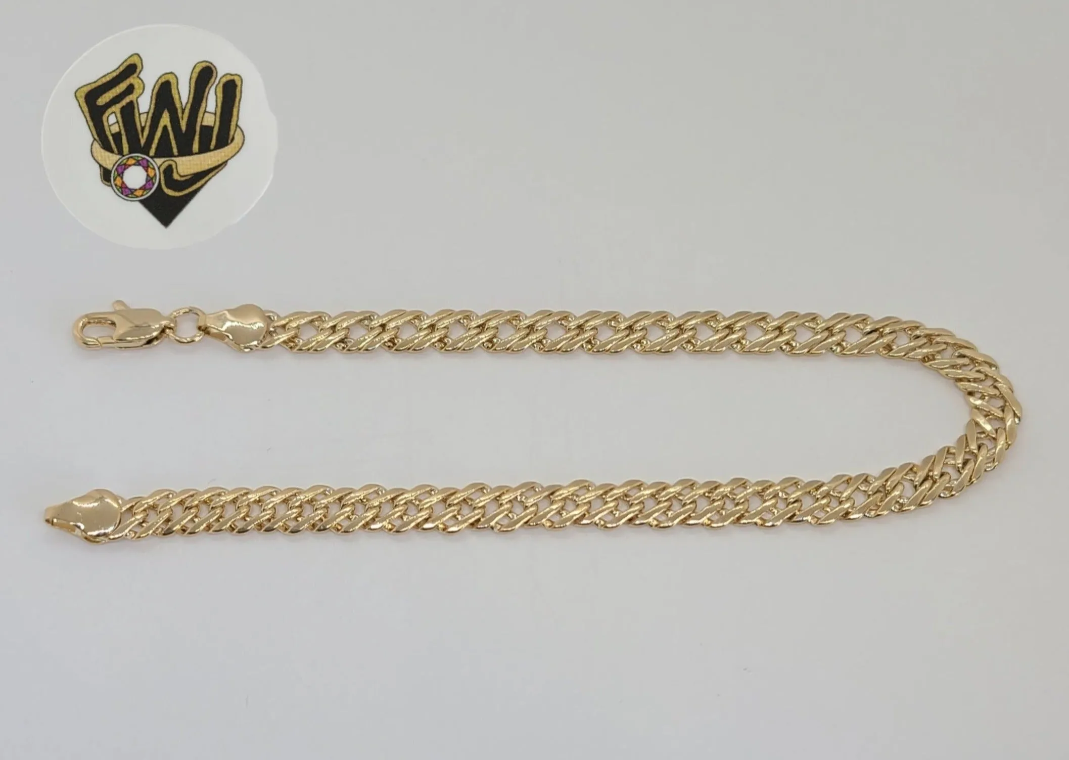 (1-0024) Gold Laminate - 6.5mm Double Curb Link Anklet - 10 - BGO