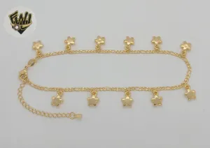 (1-0259) Gold Laminate - 2mm Figaro Link Flowers Anklet - 9.5 - BGF