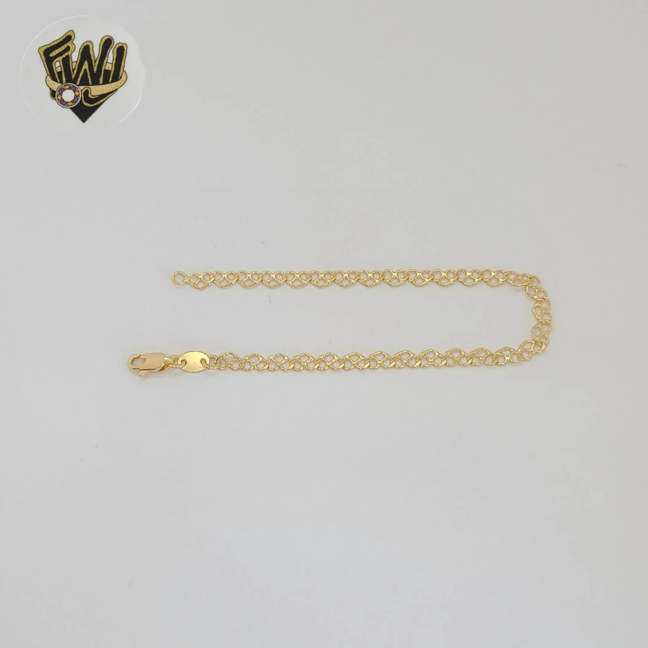 (1-0608) Gold Laminate - 4mm Hearts Link Bracelet - 7 - BGF