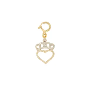 10k Yellow Gold and Diamond 'Heart With Crown' Charm - 10067