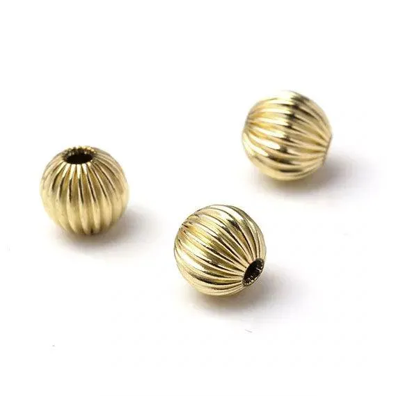 14K Gold Filled Corrugated Round Beads