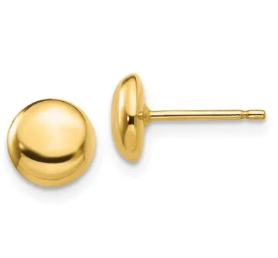 14k Gold Polished Half Ball Post Ear