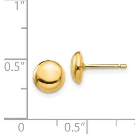 14k Gold Polished Half Ball Post Ear