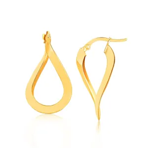 14K Gold Twisted Freeform Hoop Earrings - Yellow Gold