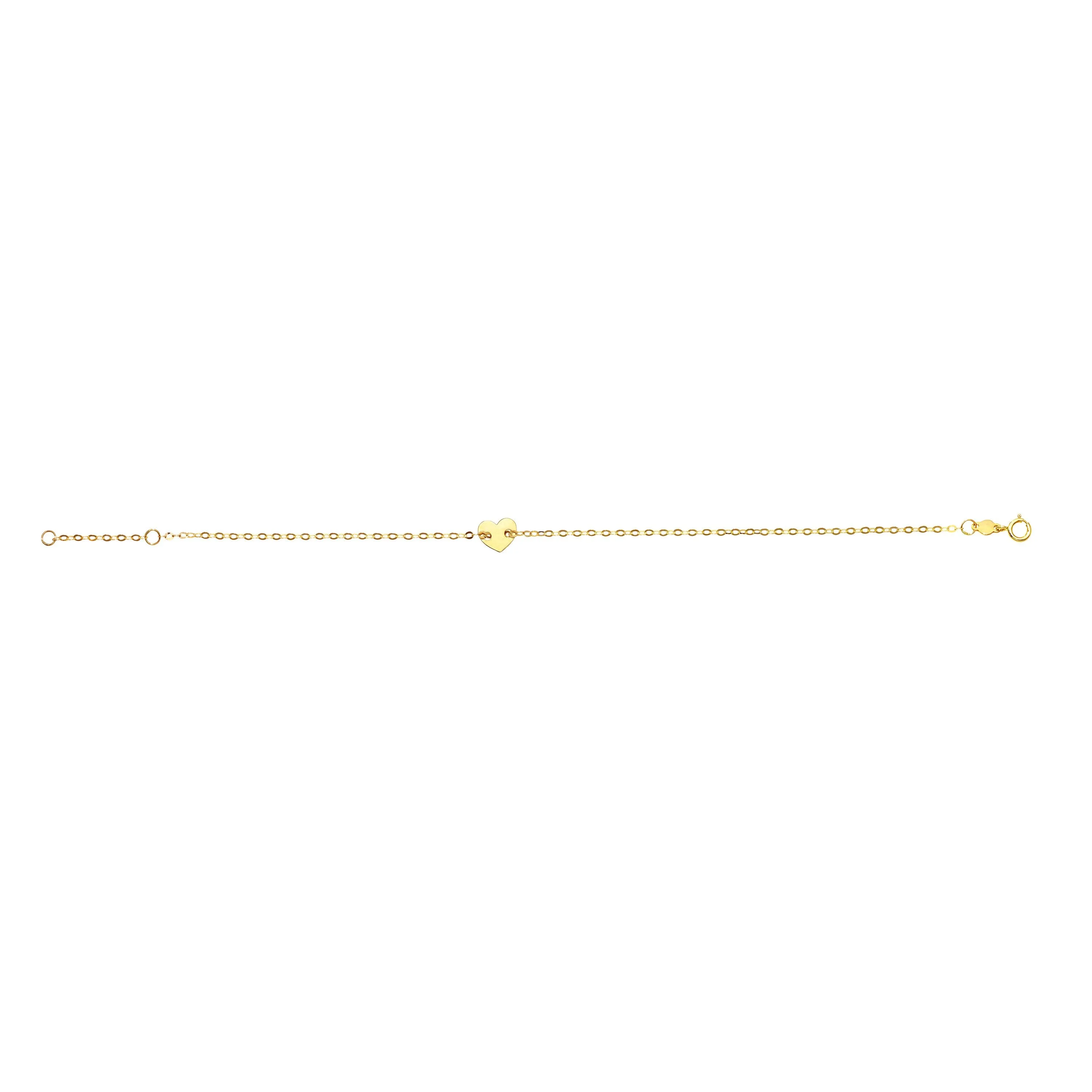 14k Yellow Gold Heart Charm Fancy Bracelet, 7