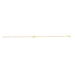 14k Yellow Gold Heart Charm Fancy Bracelet, 7