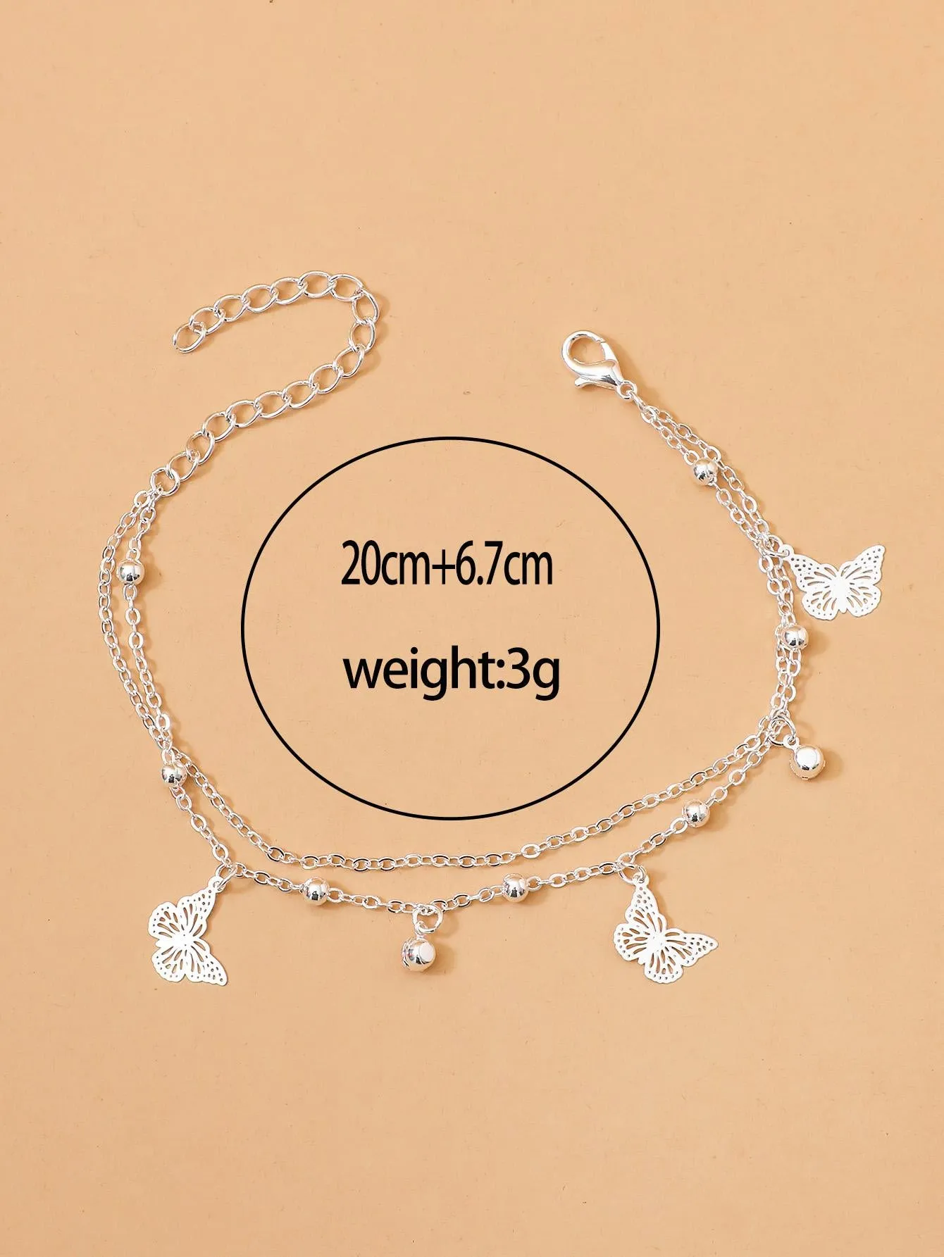 1pc Fashionable Zinc Alloy Butterfly Charm Layered Anklet For Women For Daily Decoration