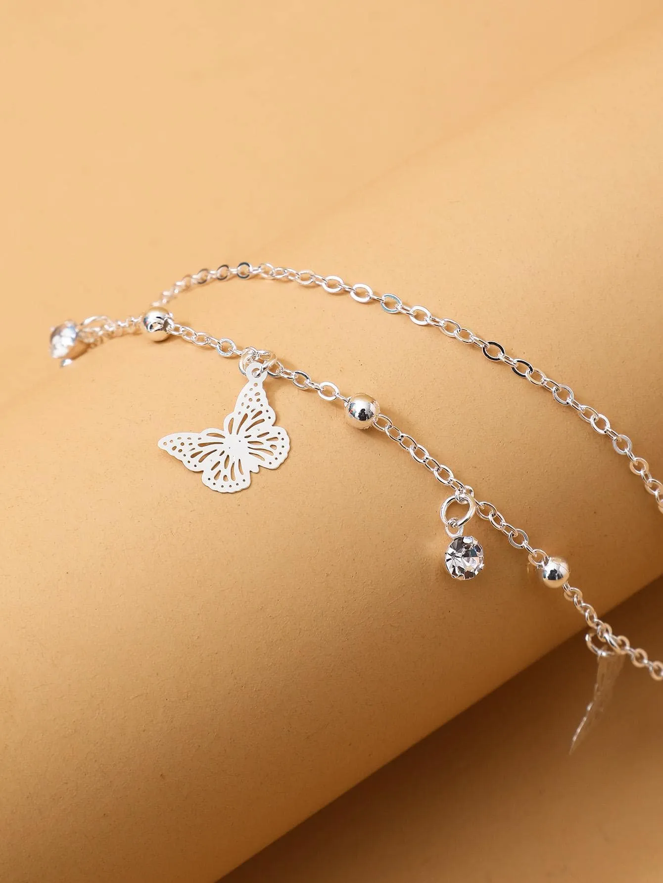 1pc Fashionable Zinc Alloy Butterfly Charm Layered Anklet For Women For Daily Decoration