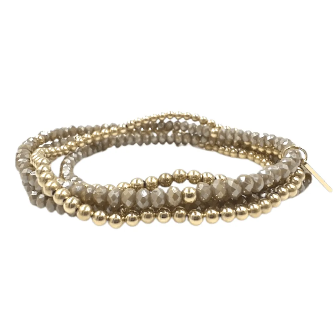 3mm Waterproof Karma Champagne and Gold 5-Stack Bracelet