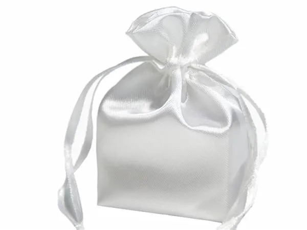 5x7 White Elegant Satin Bags - 12 pcs