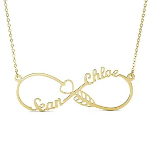 .925 Sterling Silver Personalized Infinity Double Name Necklace