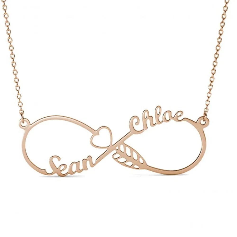 .925 Sterling Silver Personalized Infinity Double Name Necklace