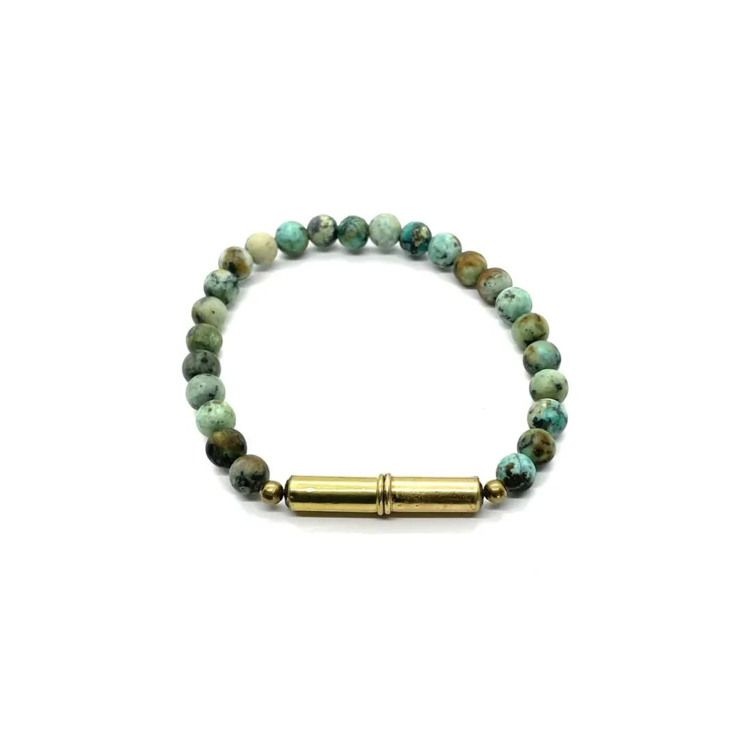 African Turquoise Flint Beaded Bracelet, Large