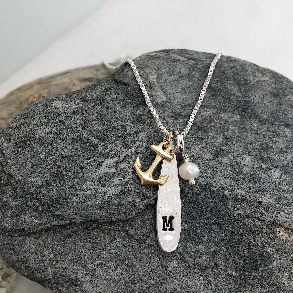 Anchor Initial Necklace