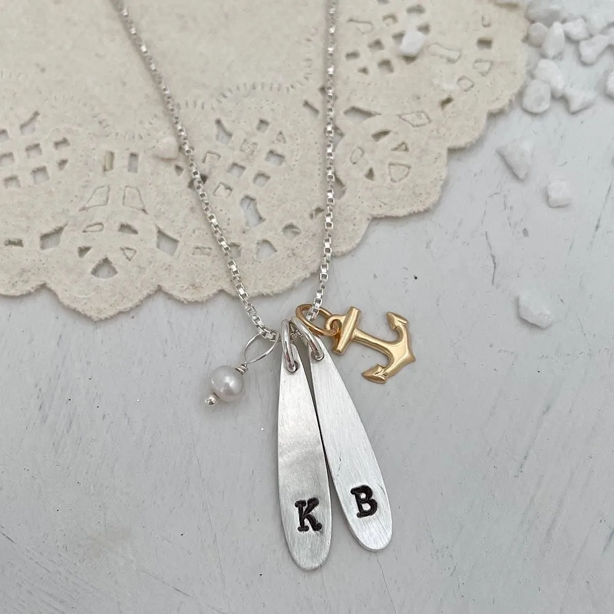 Anchor Initial Necklace