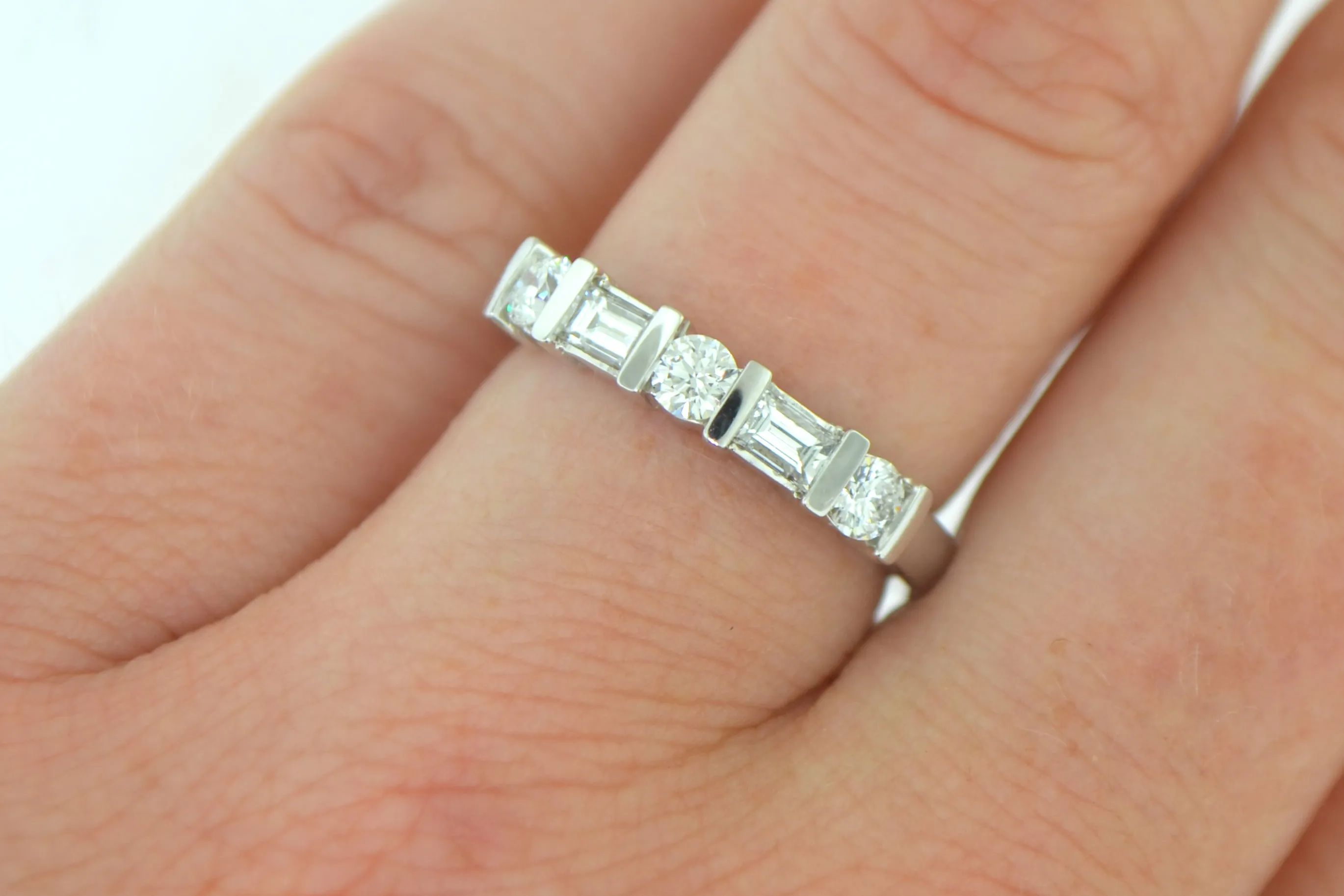 Baguette and Round Diamond Band