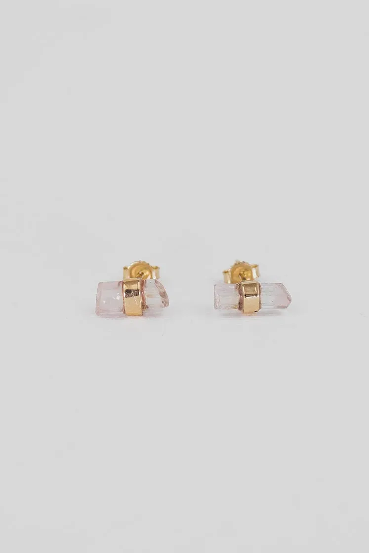 Banded Crystal Studs - Tourmaline 14k