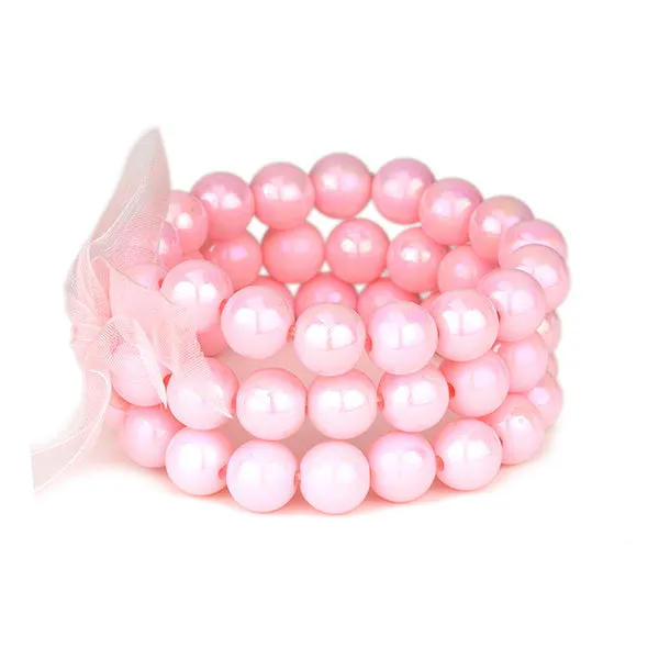 Barbie Theme Pearl Finish Bead Stretch Bracelet Set