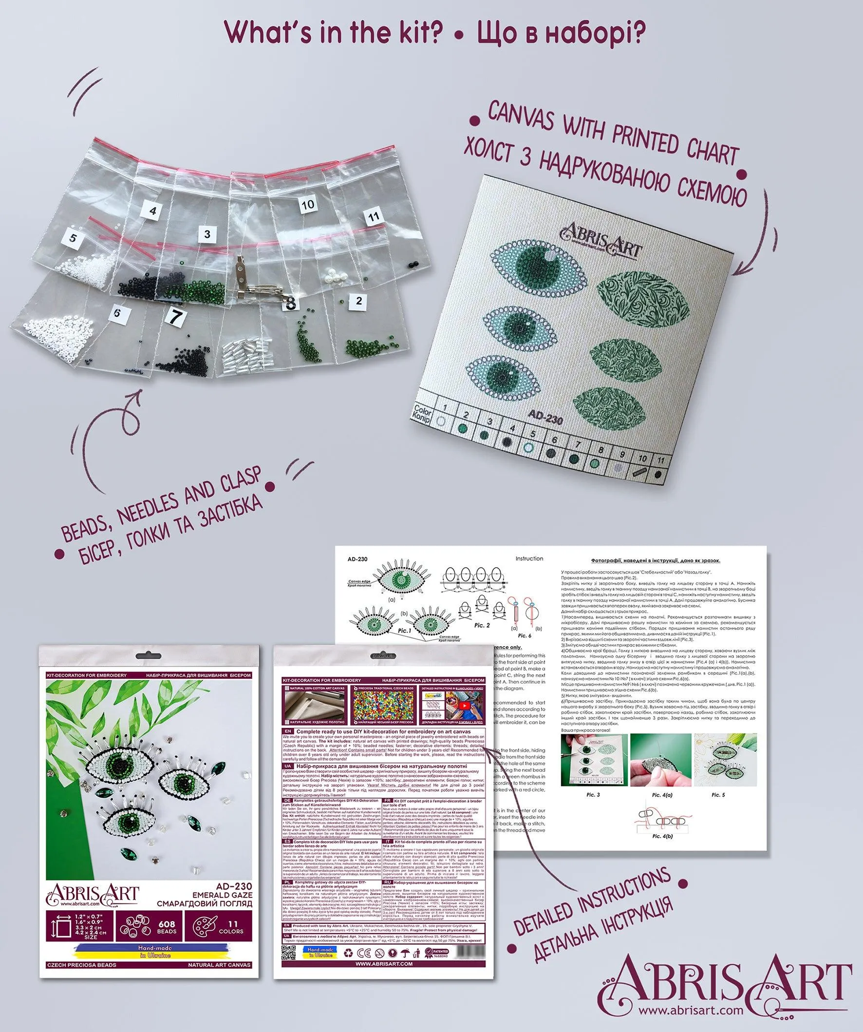 Bead Embroidery Decoration Kit  - Emerald gaze AD-230