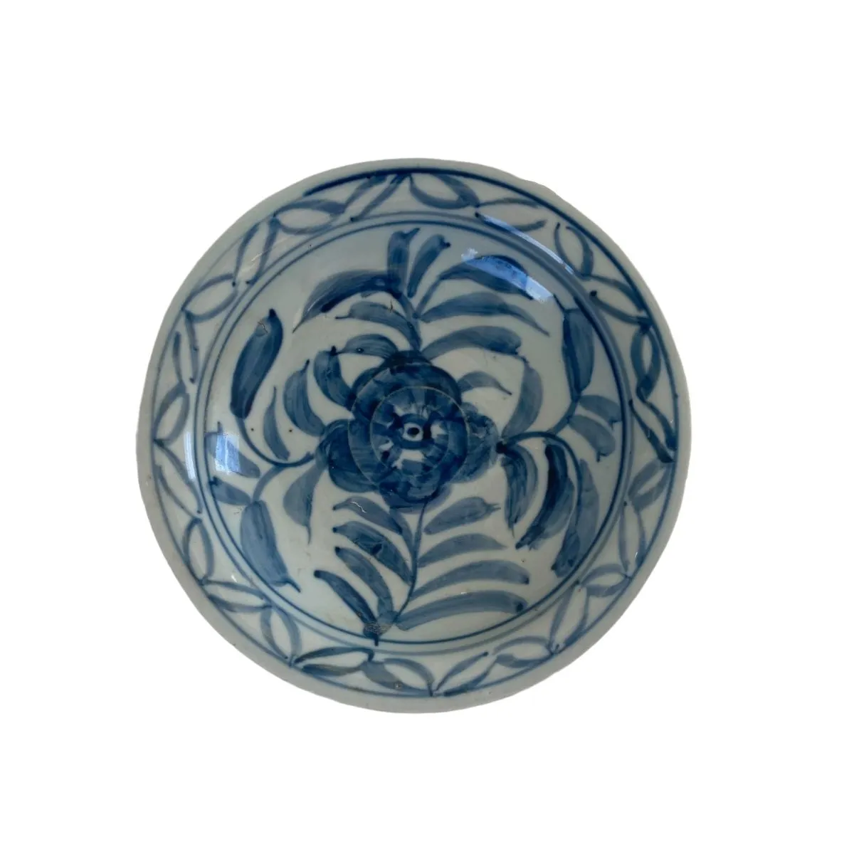 Blue and White Plate, Peony Print