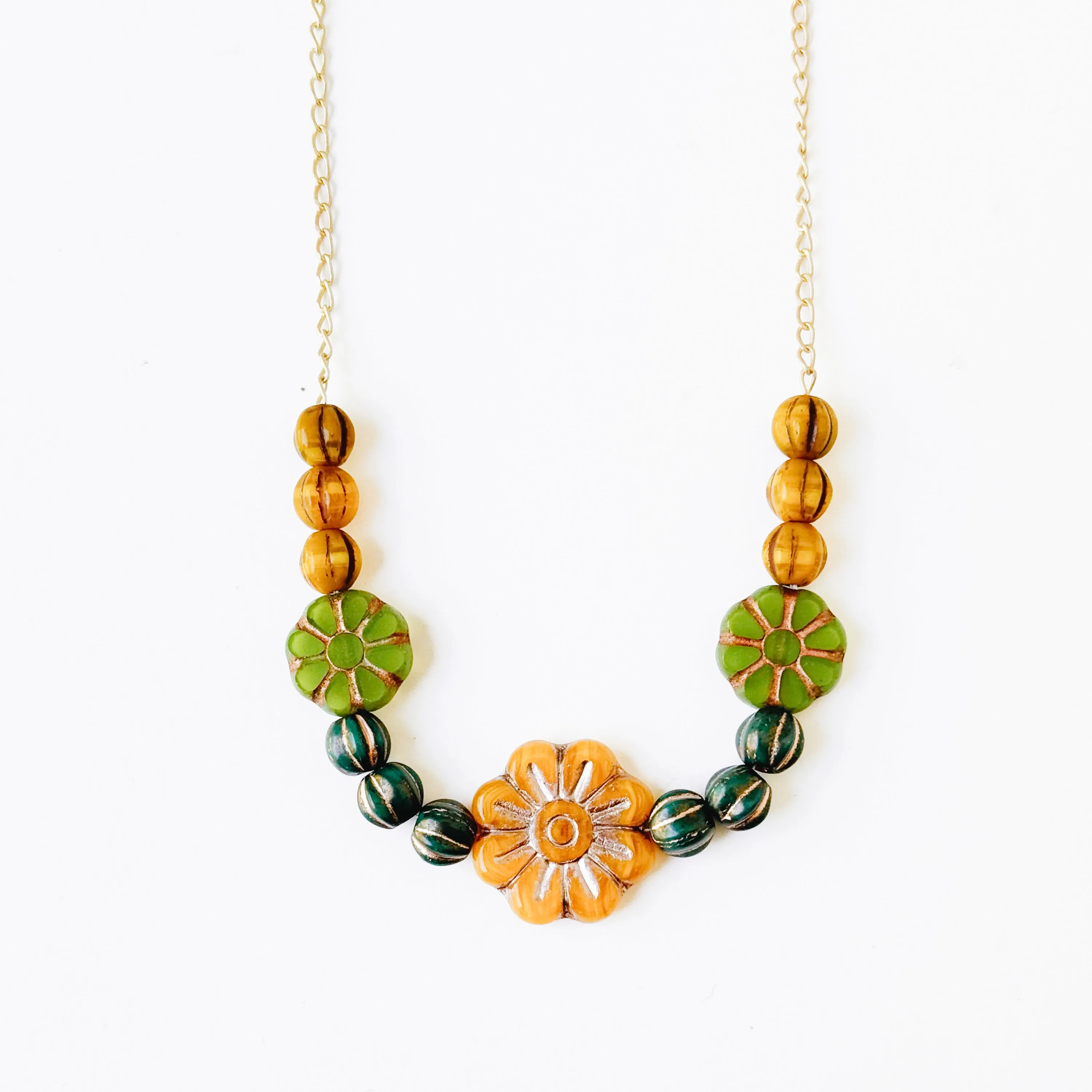 Bold Handmade Statement Necklace with Floral Design - WS