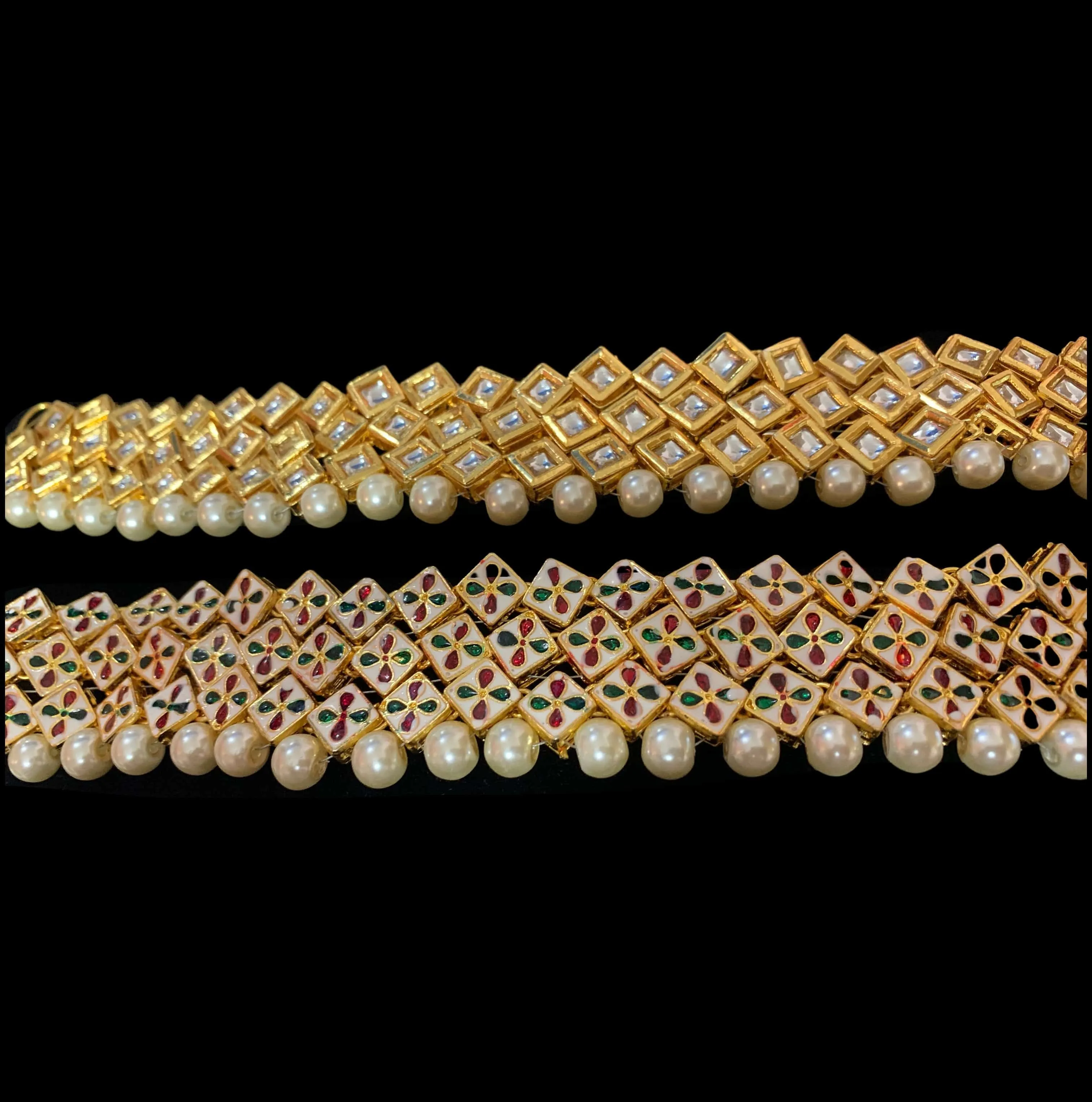 Bridal  kundan  Anklets ( shell pearls  ) ( READY TO SHIP )