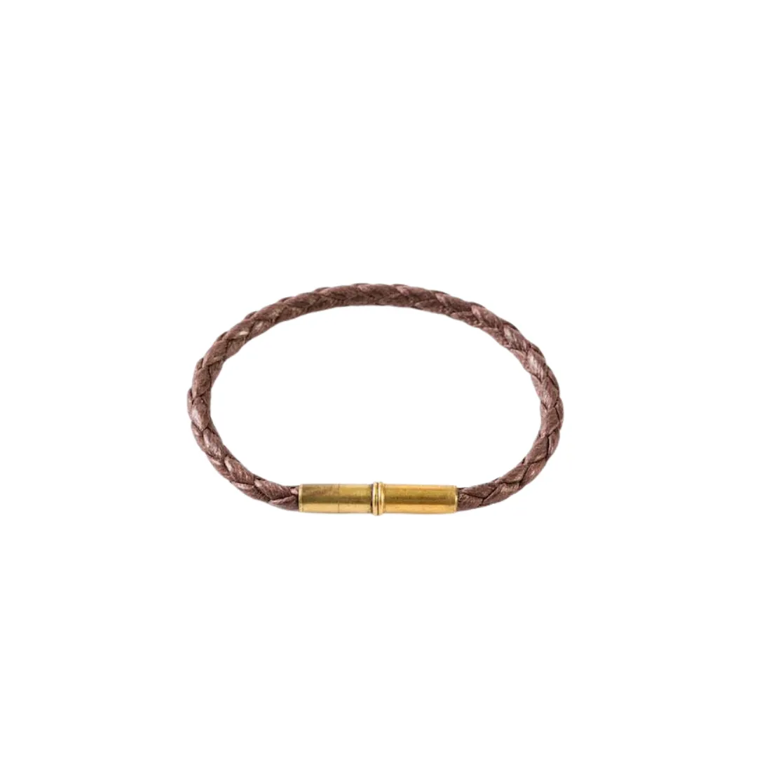 Brown Flint Single Waxed Canvas Bracelet, Medium