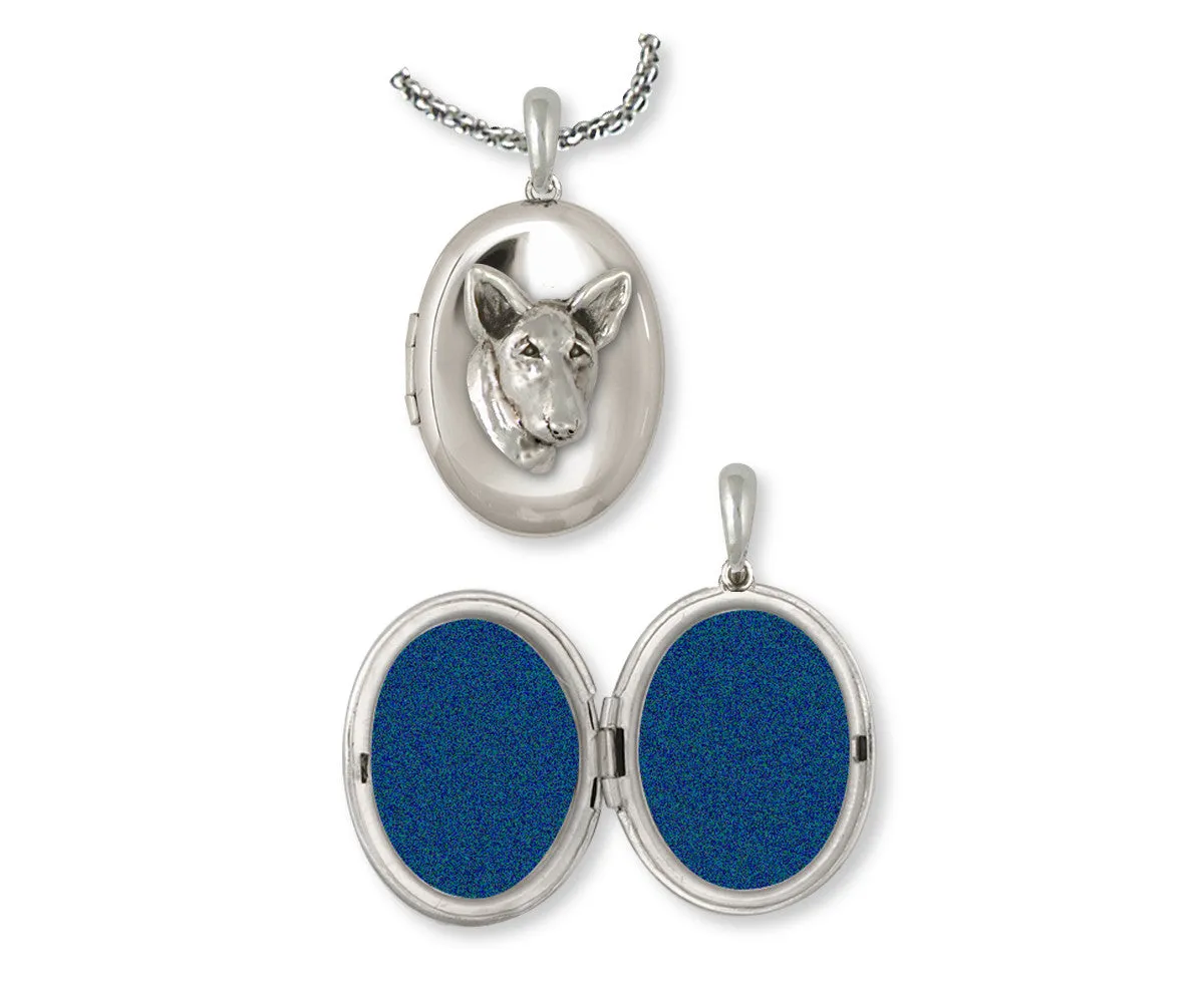 Bull Terrier Photo Locket Handmade Sterling Silver Dog Jewelry BU10-V