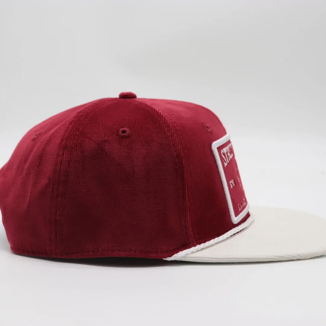 Burgundy Corduroy Hat with Suede Brim- Street Smarts