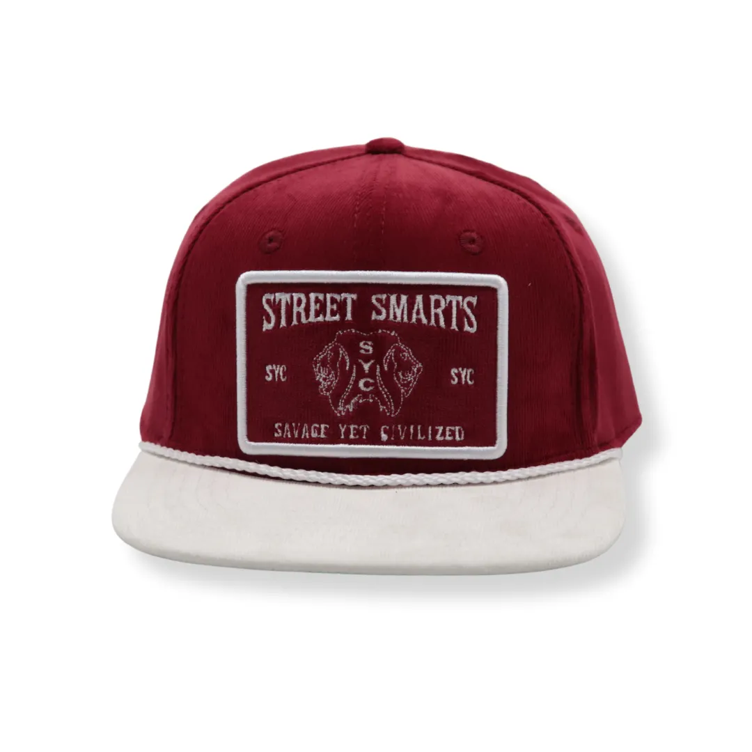 Burgundy Corduroy Hat with Suede Brim- Street Smarts