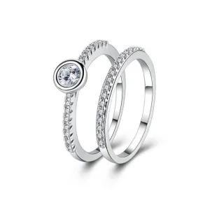 Circular Zirconia Jewelry Crystal Rings Set