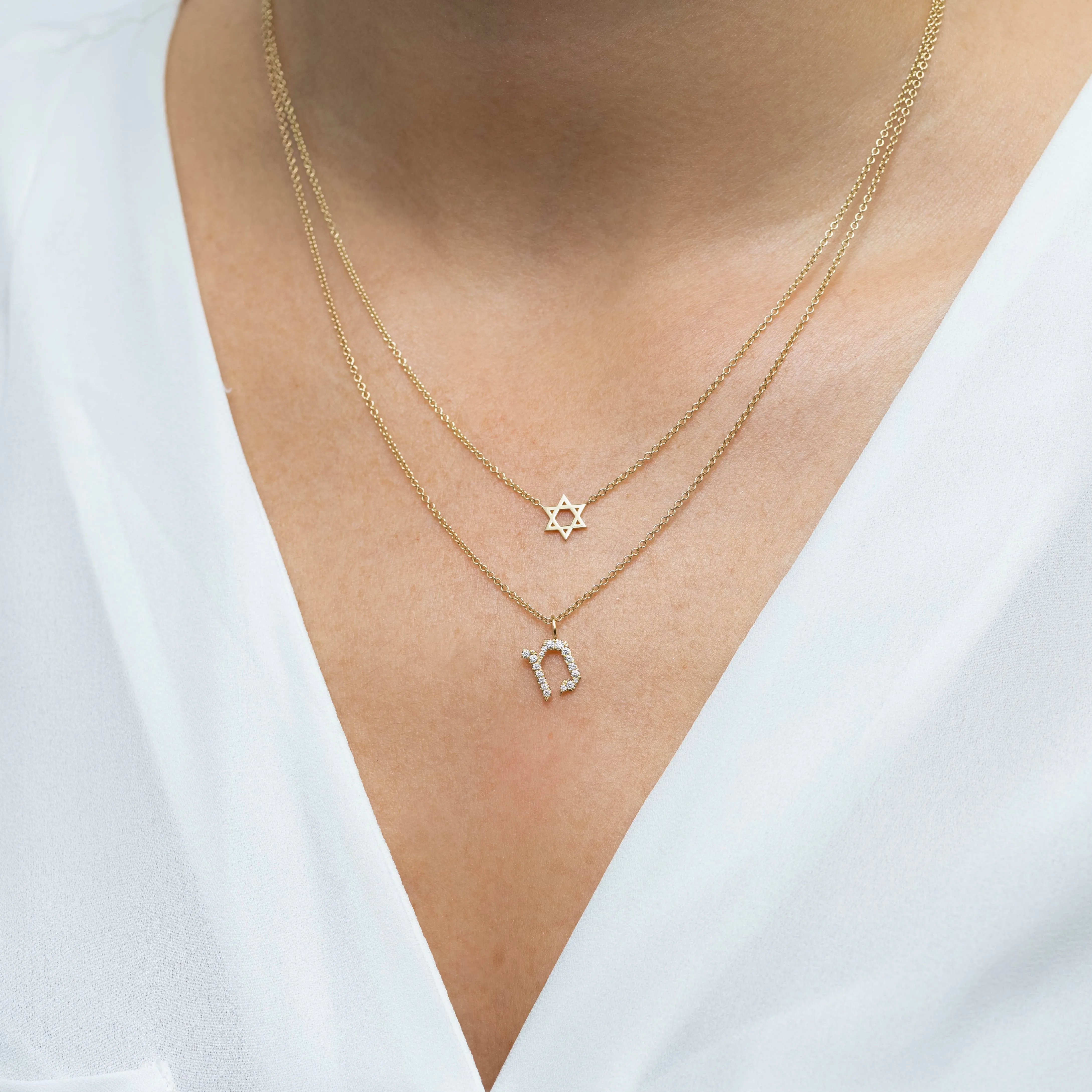 Classic Star Of David Gold Necklace