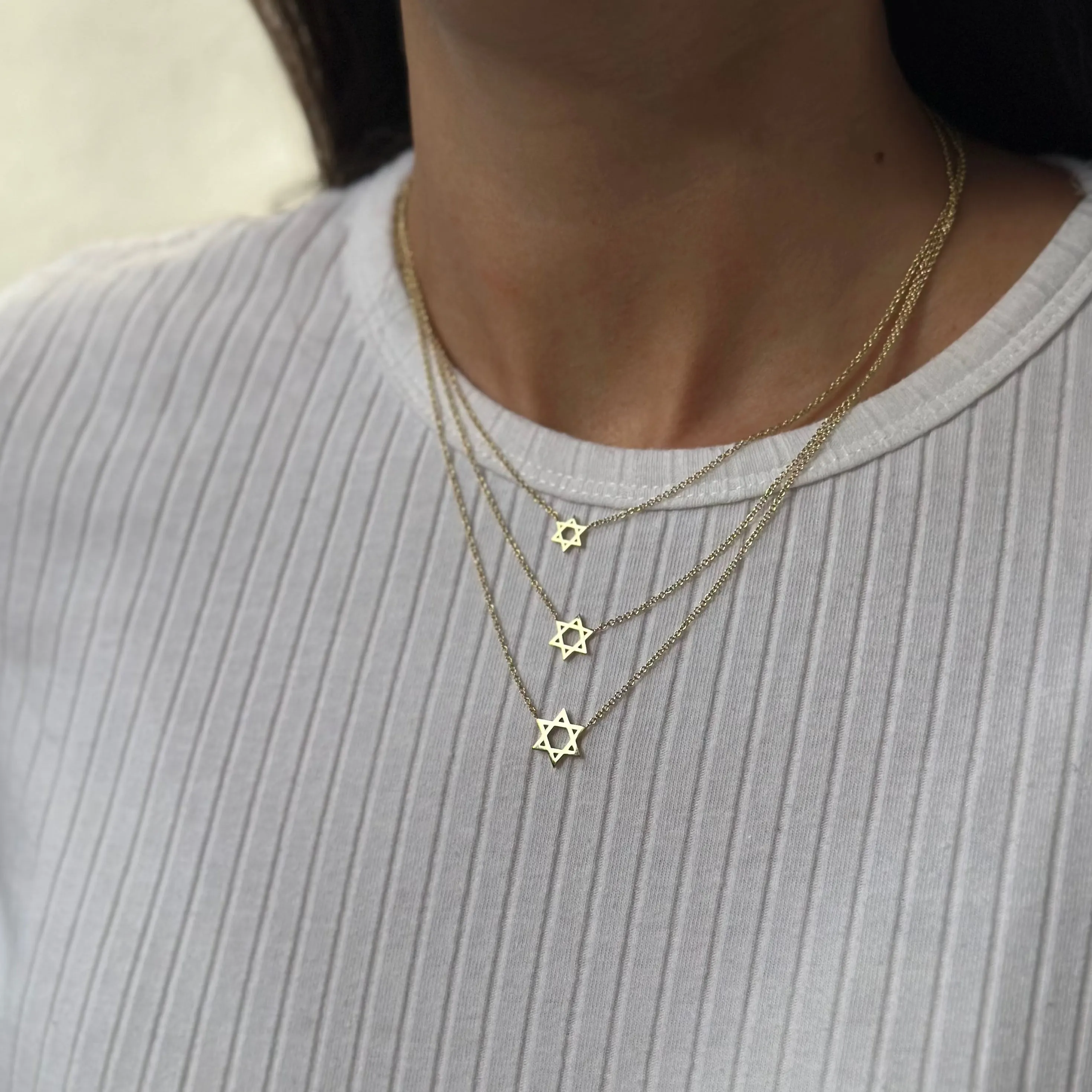 Classic Star Of David Gold Necklace