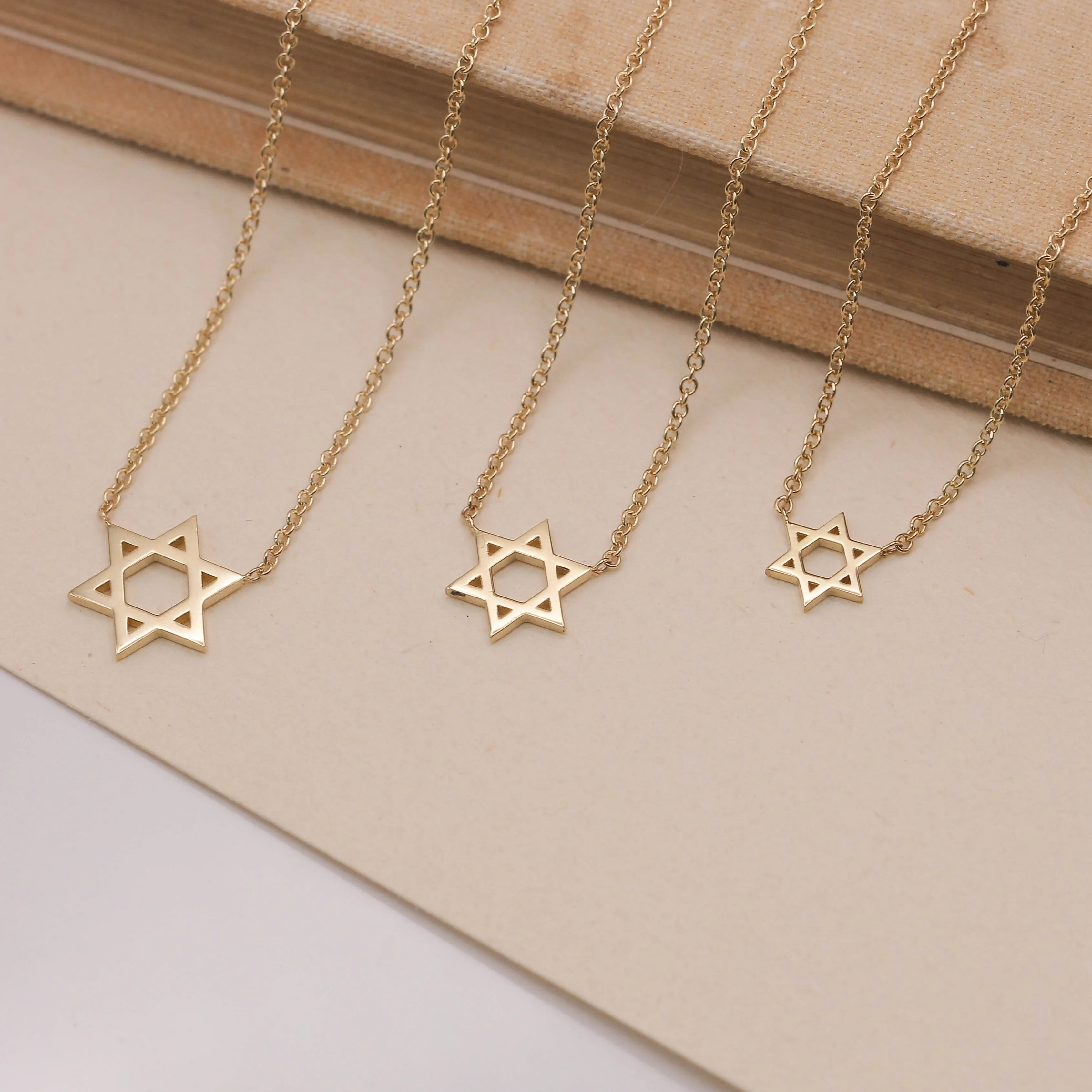 Classic Star Of David Gold Necklace