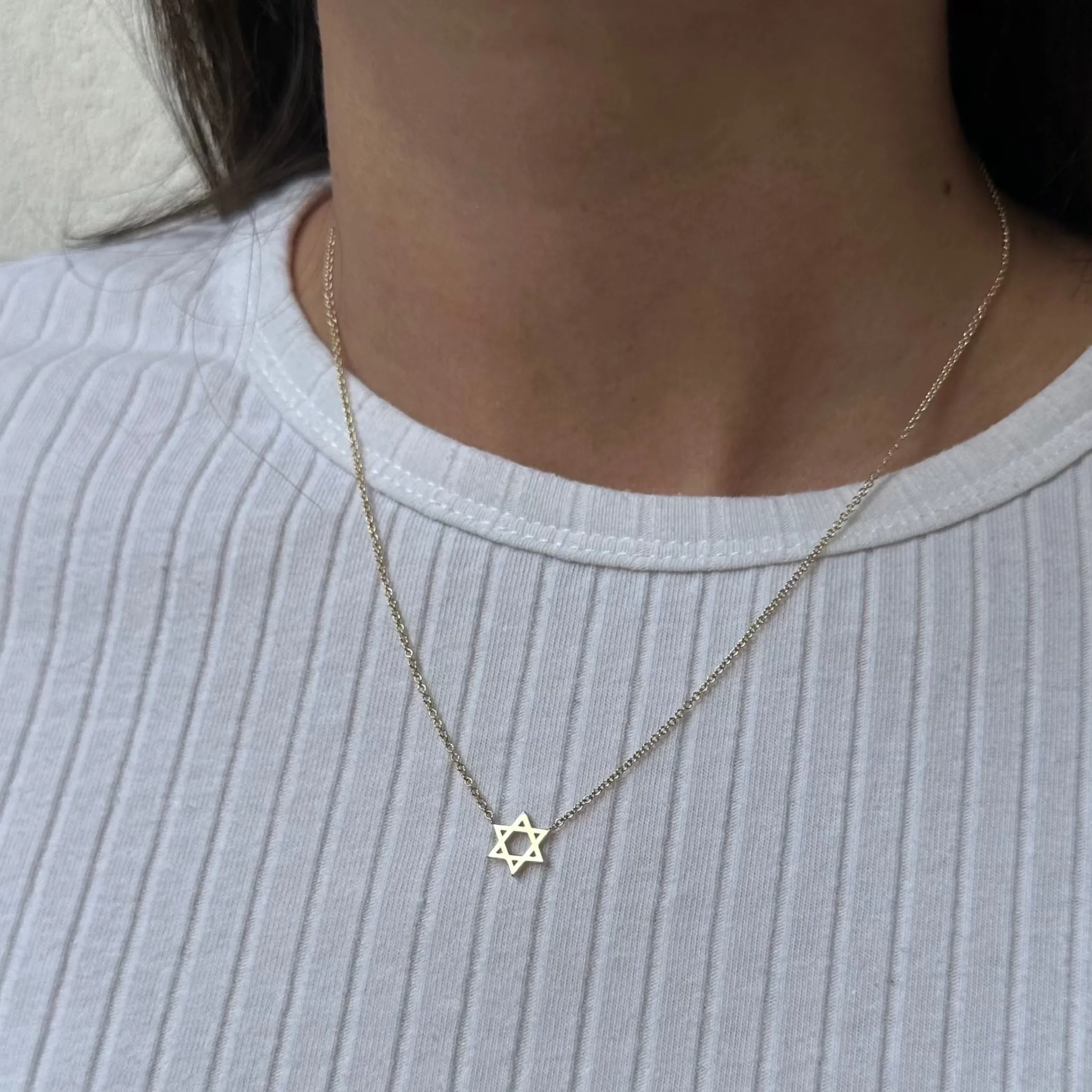 Classic Star Of David Gold Necklace