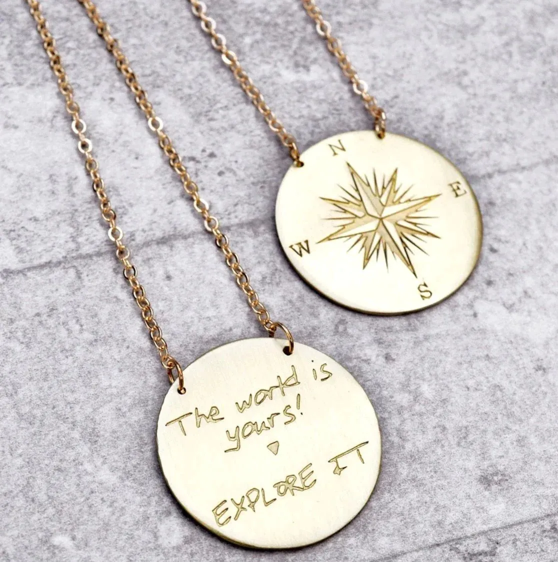 Compass Pendant/The World Is/Yours Explore It/Graduation Gift/Compass Necklace /Compass Sign / Quote Necklace / Gift for Women/Travel Gift