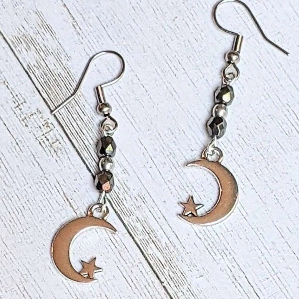 Crescent Moon Crystal Earrings