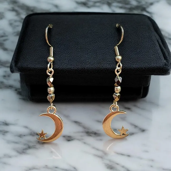 Crescent Moon Crystal Earrings