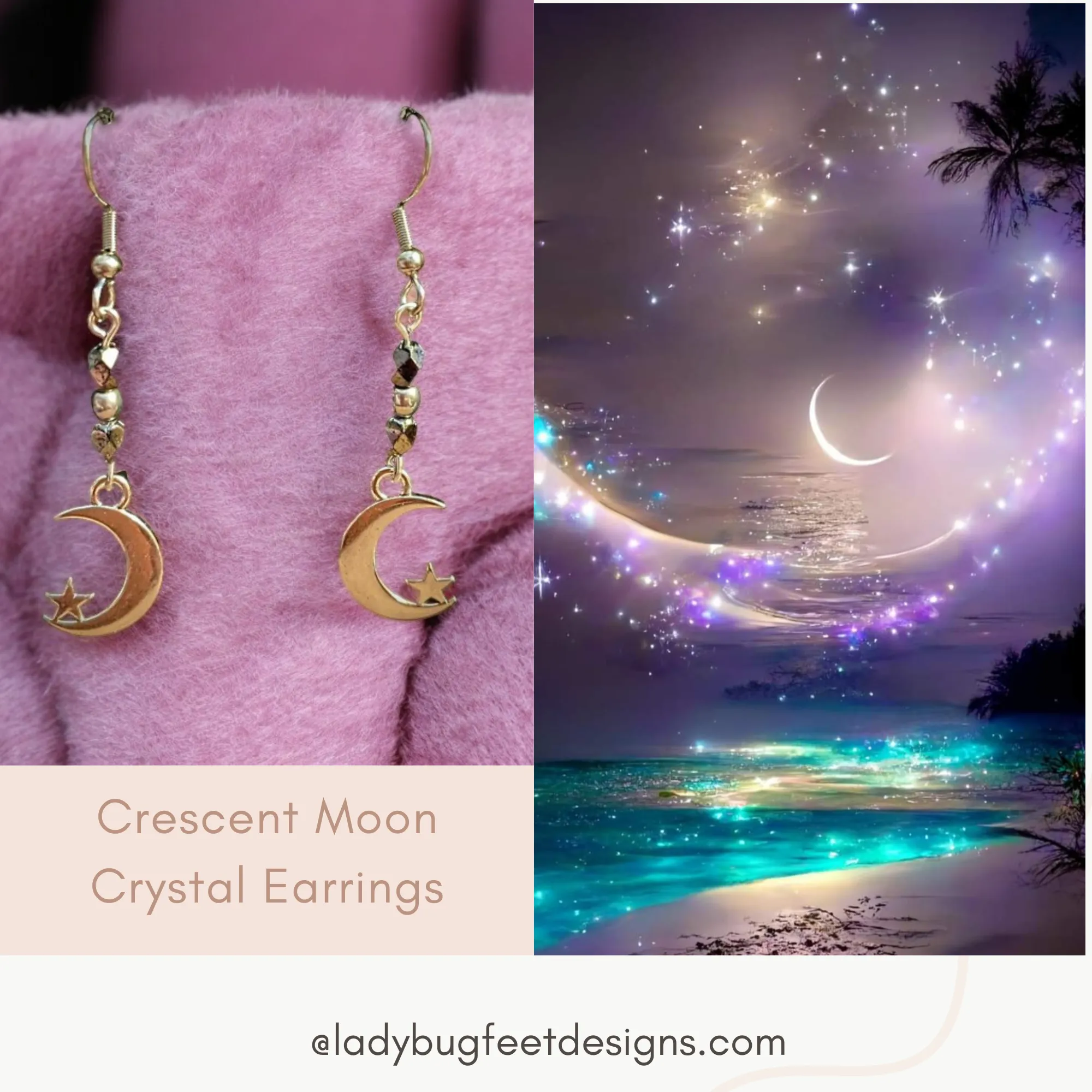 Crescent Moon Crystal Earrings