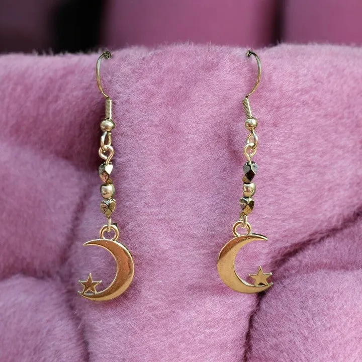 Crescent Moon Crystal Earrings