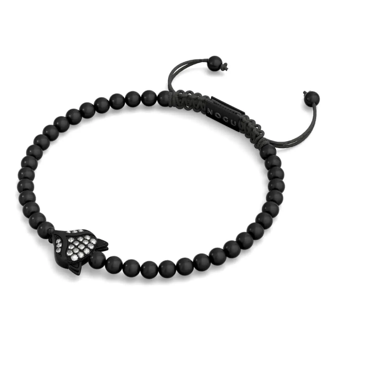 Crystal Fox | Gunmetal | Black | Macrame Charmballa Bracelet