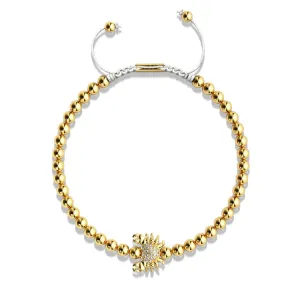 Crystal Sea Crab | 18k Gold | White | Macrame Charmballa Bracelet