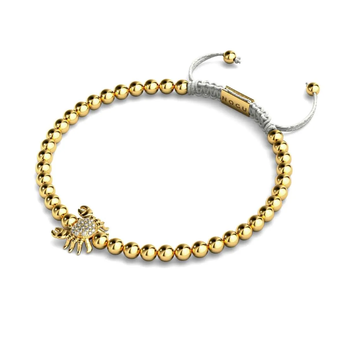 Crystal Sea Crab | 18k Gold | White | Macrame Charmballa Bracelet