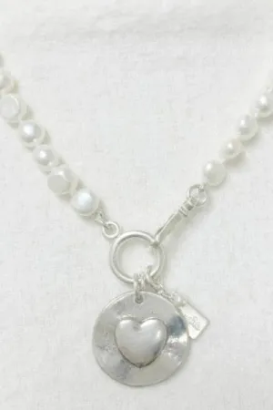 Cupid Pearl Necklace | Freshwater Nuggets & Sterling Silver LOVE Disc | By Pearly Girls