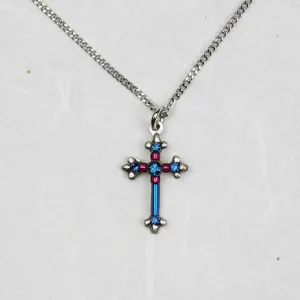 Dainty Bermuda Blue Cross Necklace