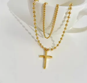 Dainty Layered Cross Necklace